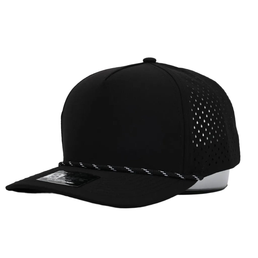 5 Panel with Rope - Black / Black Rope